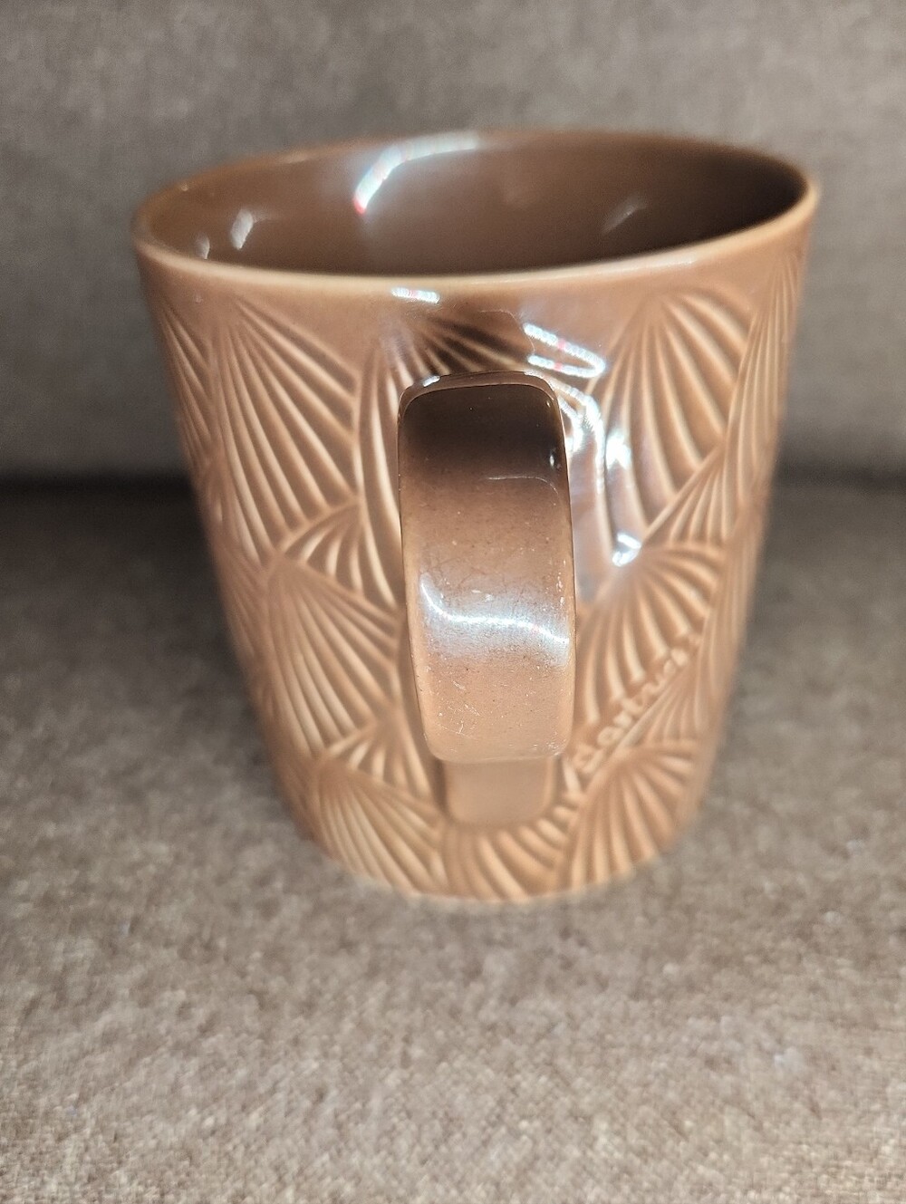 Starbucks Brown Embossed Ceramic Cup with Shell Pattern - Picture 3 of 6